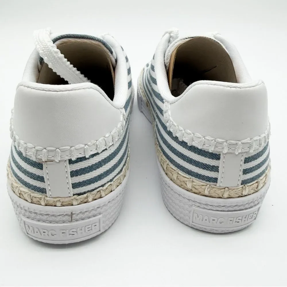 Marc Fisher Spryng Stripe Canvas Lace Up Sneaker Blue White Casual 10 NEW - Picture 9 of 16